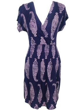 Tory Burch Purple Midi Sundress with Dolman Sleeves and V-Neck